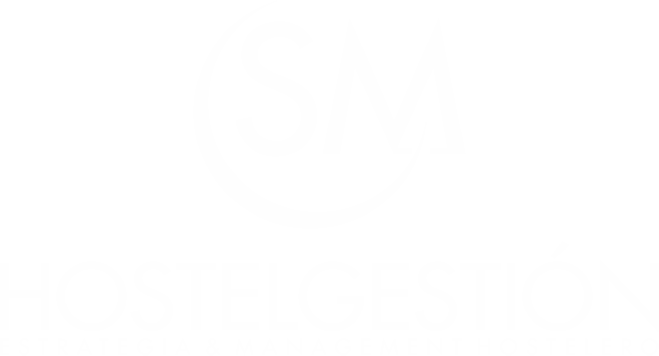 Logo SYM HostelGestión en letras blancas