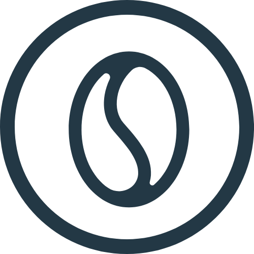 Icono de grano de café, representando la selección de proveedores de café de calidad, sostenibles y rentables para negocios de hostelería.